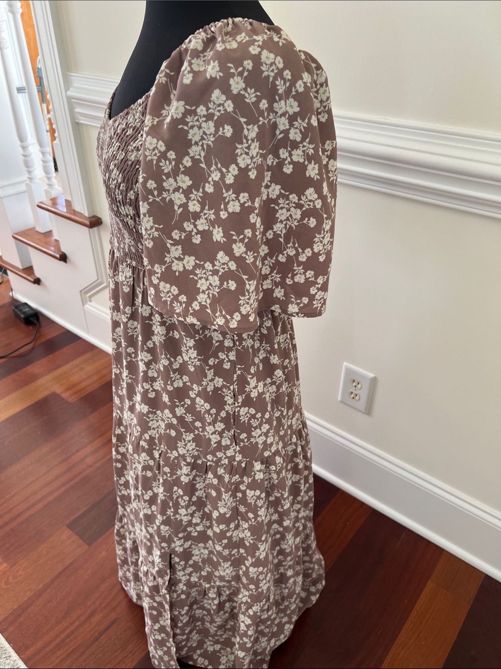 Wishlist Mauve Floral Midi Dress with White Print - Picture 3 of 6